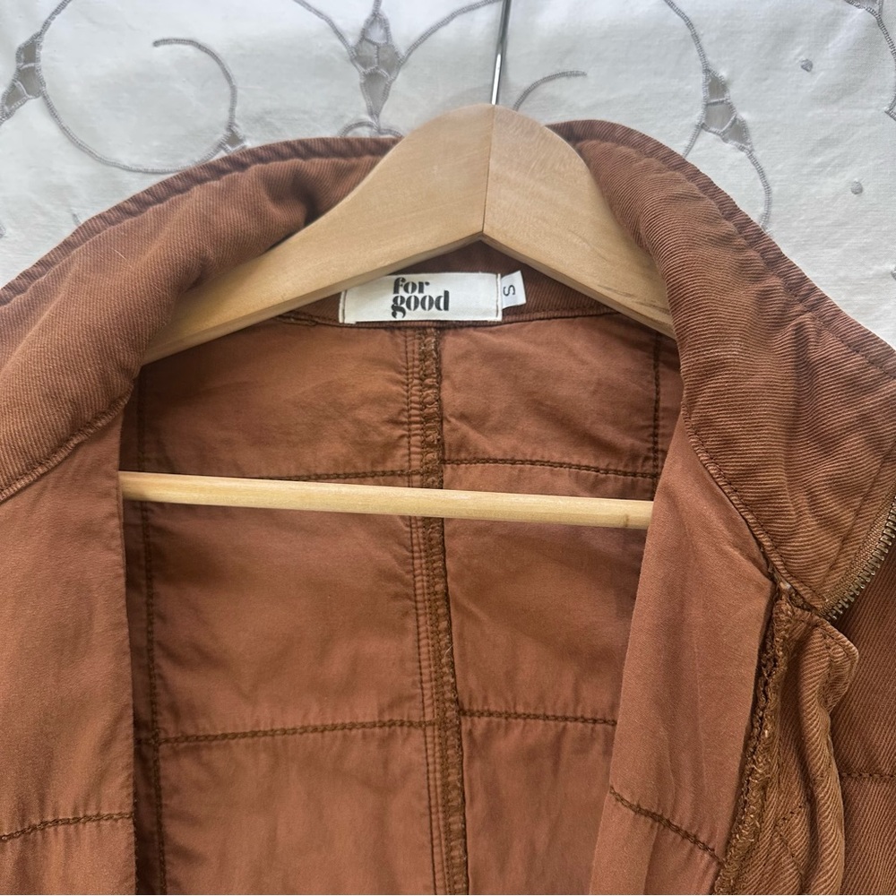 For Good Rust Brown Quilted Jacket Women’s S – Cotton, Zip Front, Lightweight - Picture 2 of 7